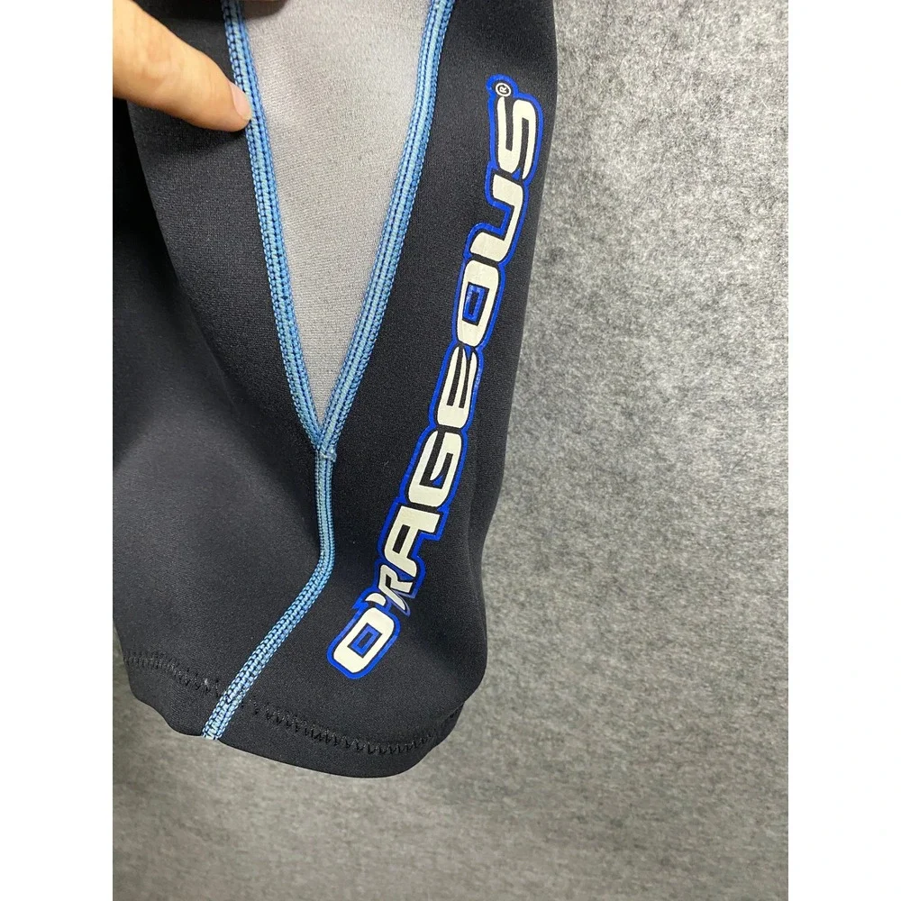 O'Rageous Mens XXL Short Sleeve Springsuit Wetsuit Black Grey Blue Back Zip